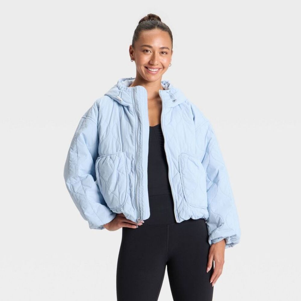 Women's Quilted Hooded Jacket - All In Motion Light Blue XL
